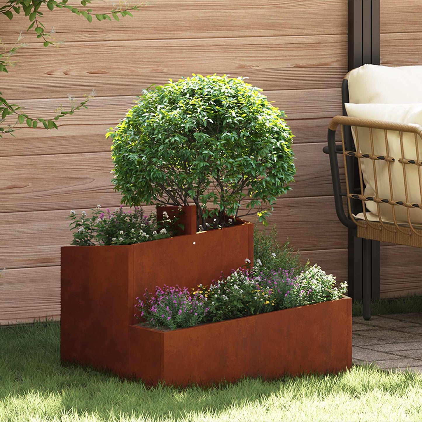 Tuin Bloempot Bruin 60 x 60 x 50 cm Cortenstaal is nu te koop bij PeponiXL, paradijselijk wonen!