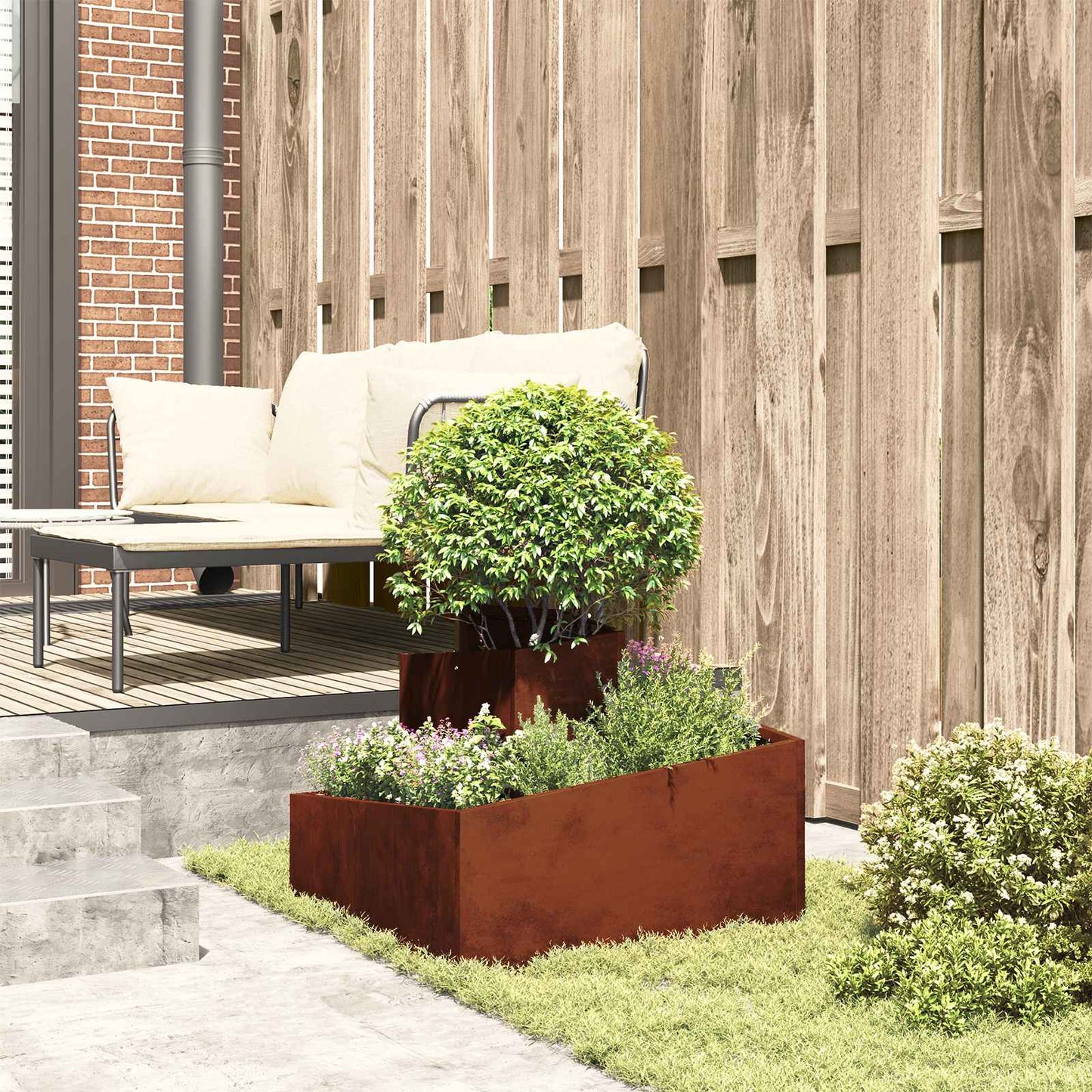 Tuin Bloempot Bruin 60 x 60 x 50 cm Cortenstaal is nu te koop bij PeponiXL, paradijselijk wonen!