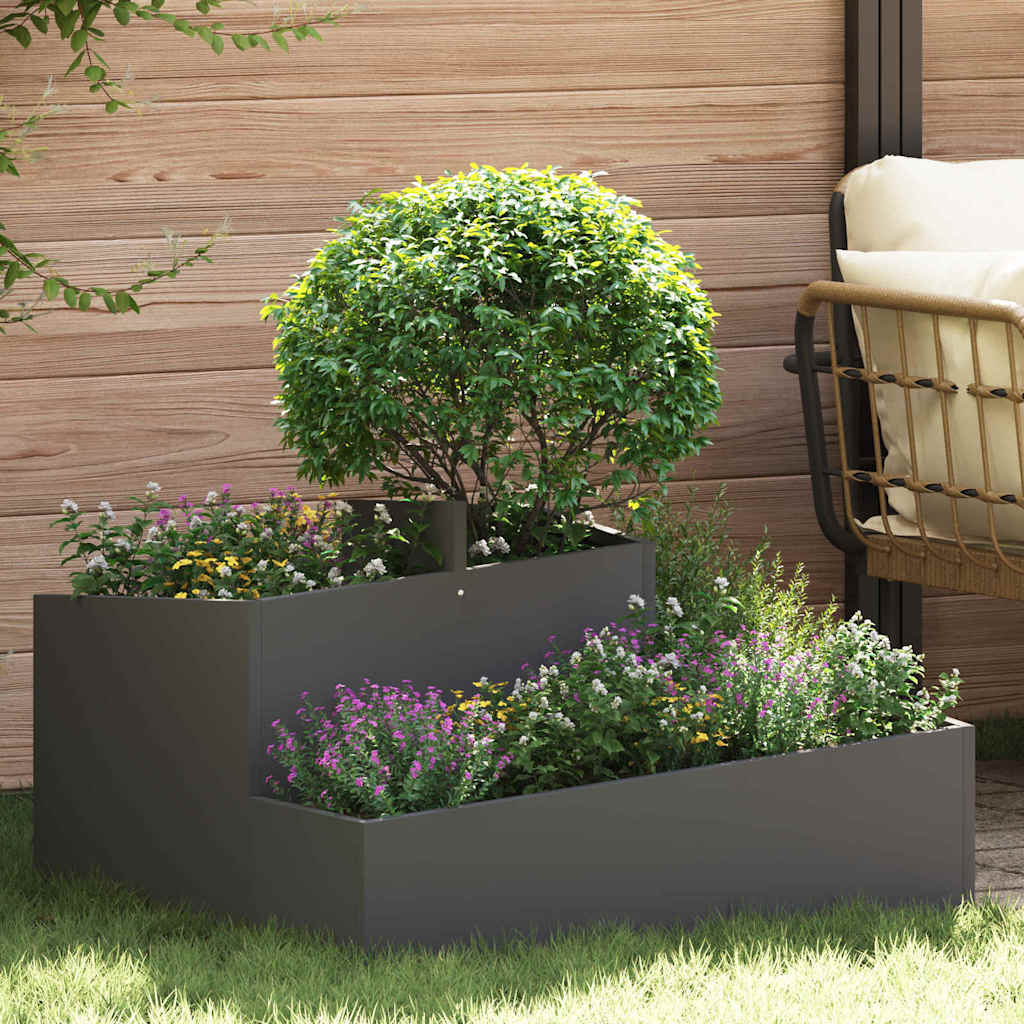 Tuin Bloempot Zwart 80 x 80 x 50 cm Koudgewalst staal is nu te koop bij PeponiXL, paradijselijk wonen!