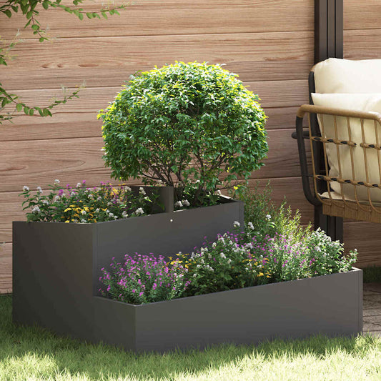 Tuin Bloempot Zwart 80 x 80 x 50 cm Koudgewalst staal is nu te koop bij PeponiXL, paradijselijk wonen!