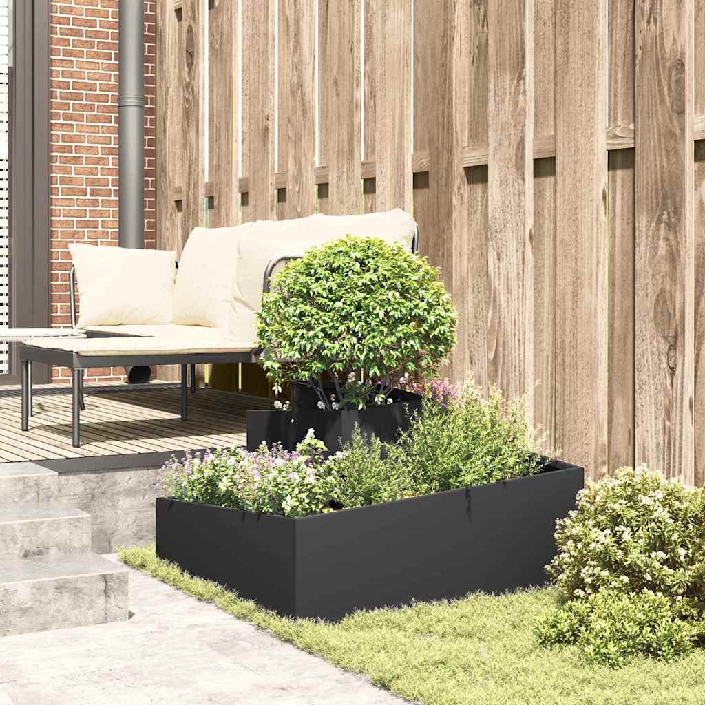 Tuin Bloempot Zwart 80 x 80 x 50 cm Koudgewalst staal is nu te koop bij PeponiXL, paradijselijk wonen!