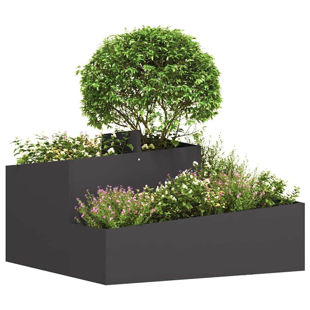 Tuin Bloempot Zwart 80 x 80 x 50 cm Koudgewalst staal is nu te koop bij PeponiXL, paradijselijk wonen!