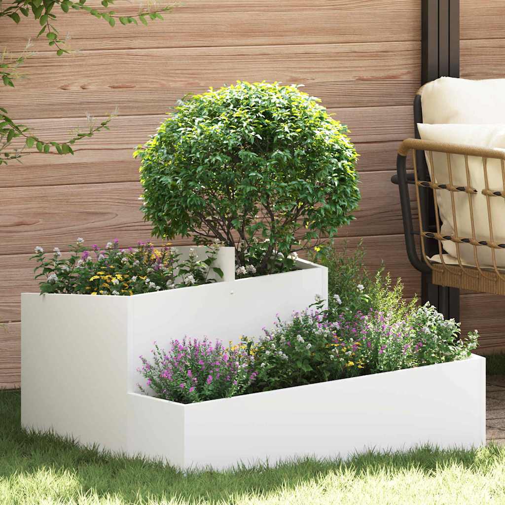 Tuin Bloempot Wit 80 x 80 x 50 cm Koudgewalst staal is nu te koop bij PeponiXL, paradijselijk wonen!