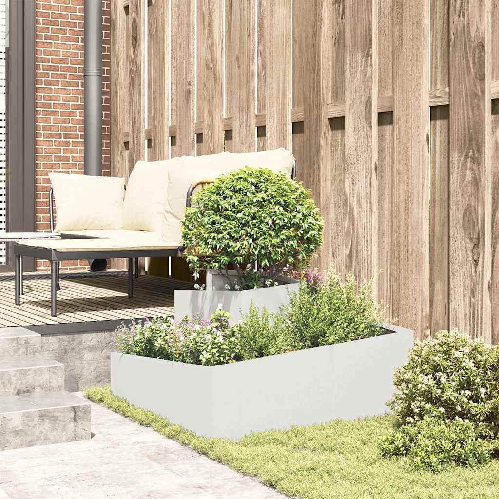 Tuin Bloempot Wit 80 x 80 x 50 cm Koudgewalst staal is nu te koop bij PeponiXL, paradijselijk wonen!