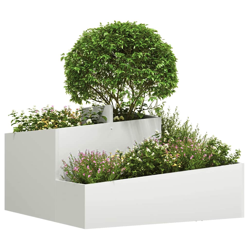Tuin Bloempot Wit 80 x 80 x 50 cm Koudgewalst staal is nu te koop bij PeponiXL, paradijselijk wonen!
