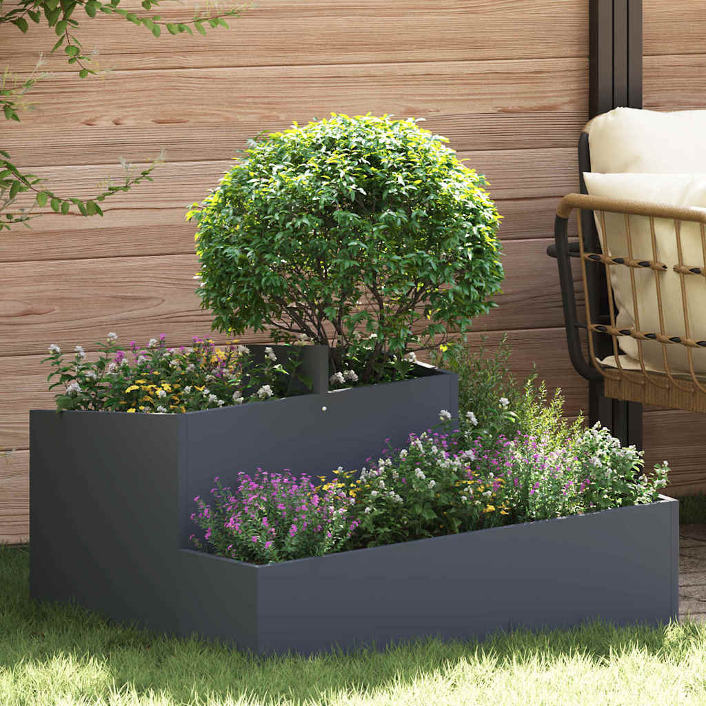 Tuin Bloempot Antraciet 80 x 80 x 50 cm Koudgewalst staal is nu te koop bij PeponiXL, paradijselijk wonen!