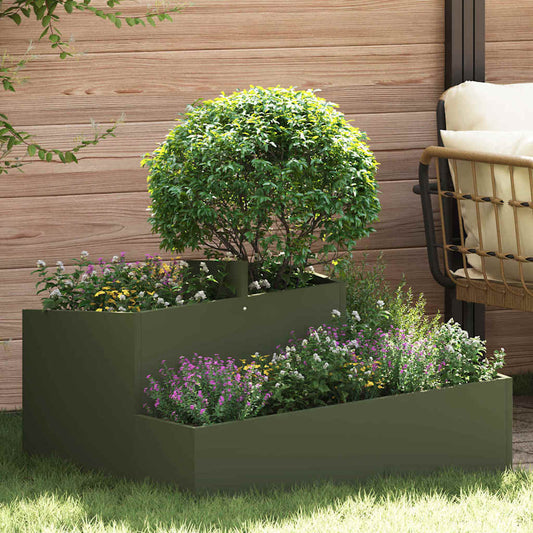 Tuin Bloempot Olijf Groen 80 x 80 x 50 cm Koudgewalst staal is nu te koop bij PeponiXL, paradijselijk wonen!