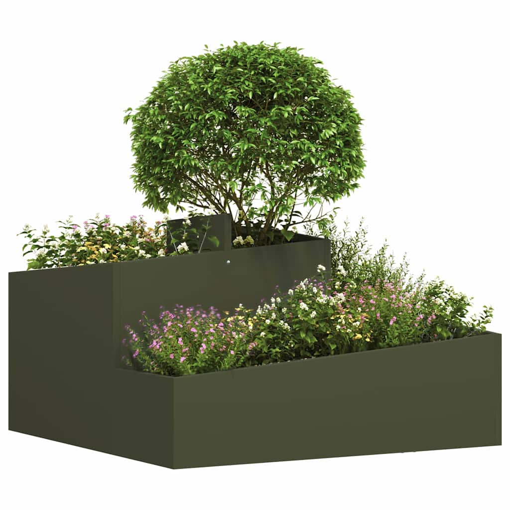 Tuin Bloempot Olijf Groen 80 x 80 x 50 cm Koudgewalst staal is nu te koop bij PeponiXL, paradijselijk wonen!