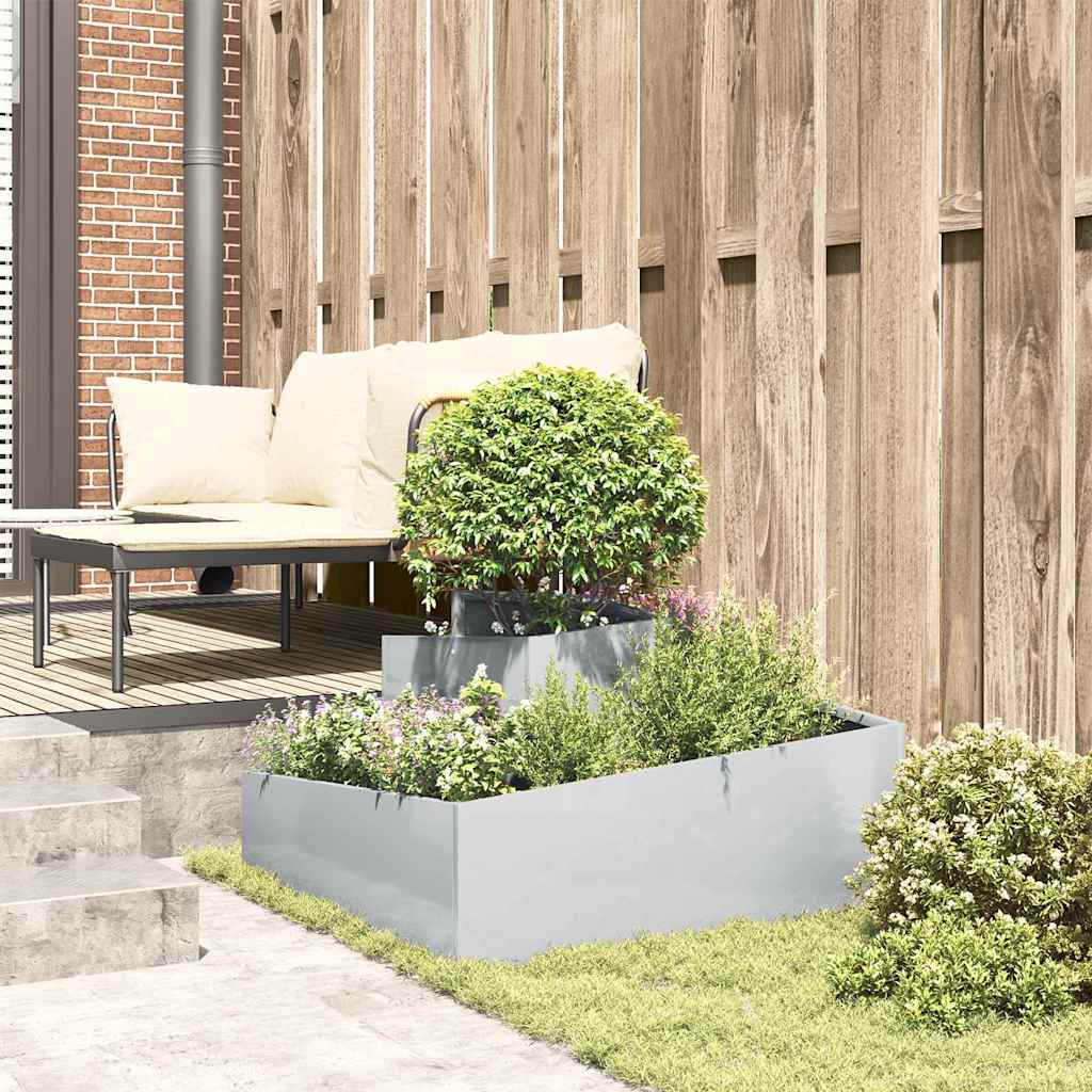 Tuin Bloempot Zilver 80 x 80 x 50 cm Gegalvaniseerd staal is nu te koop bij PeponiXL, paradijselijk wonen!