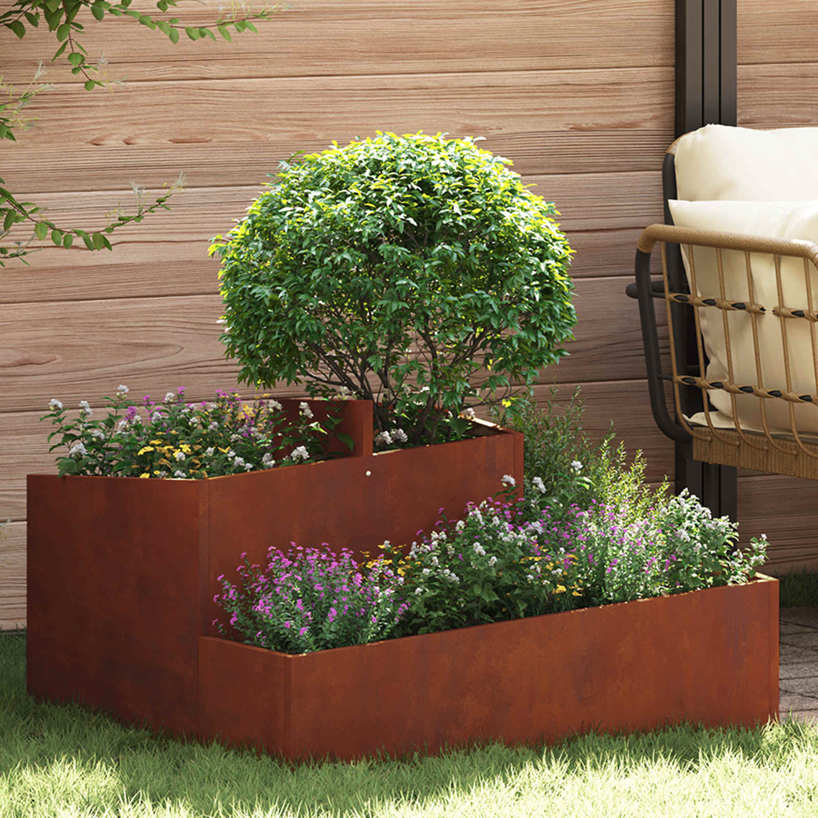 Tuin Bloempot Bruin 80 x 80 x 50 cm Cortenstaal is nu te koop bij PeponiXL, paradijselijk wonen!