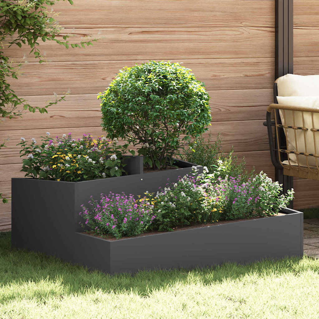 Tuin Bloempot Zwart 100 x 100 x 50 cm Koudgewalst staal is nu te koop bij PeponiXL, paradijselijk wonen!