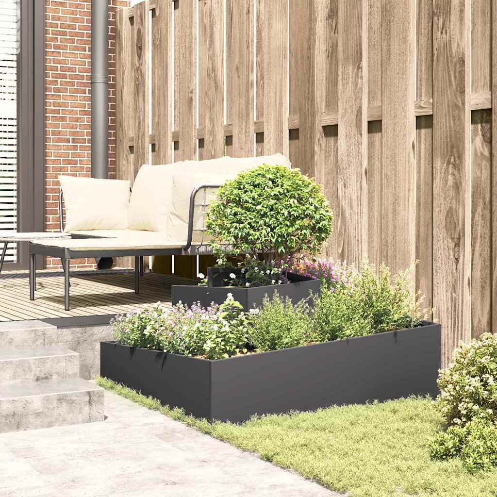 Tuin Bloempot Zwart 100 x 100 x 50 cm Koudgewalst staal is nu te koop bij PeponiXL, paradijselijk wonen!