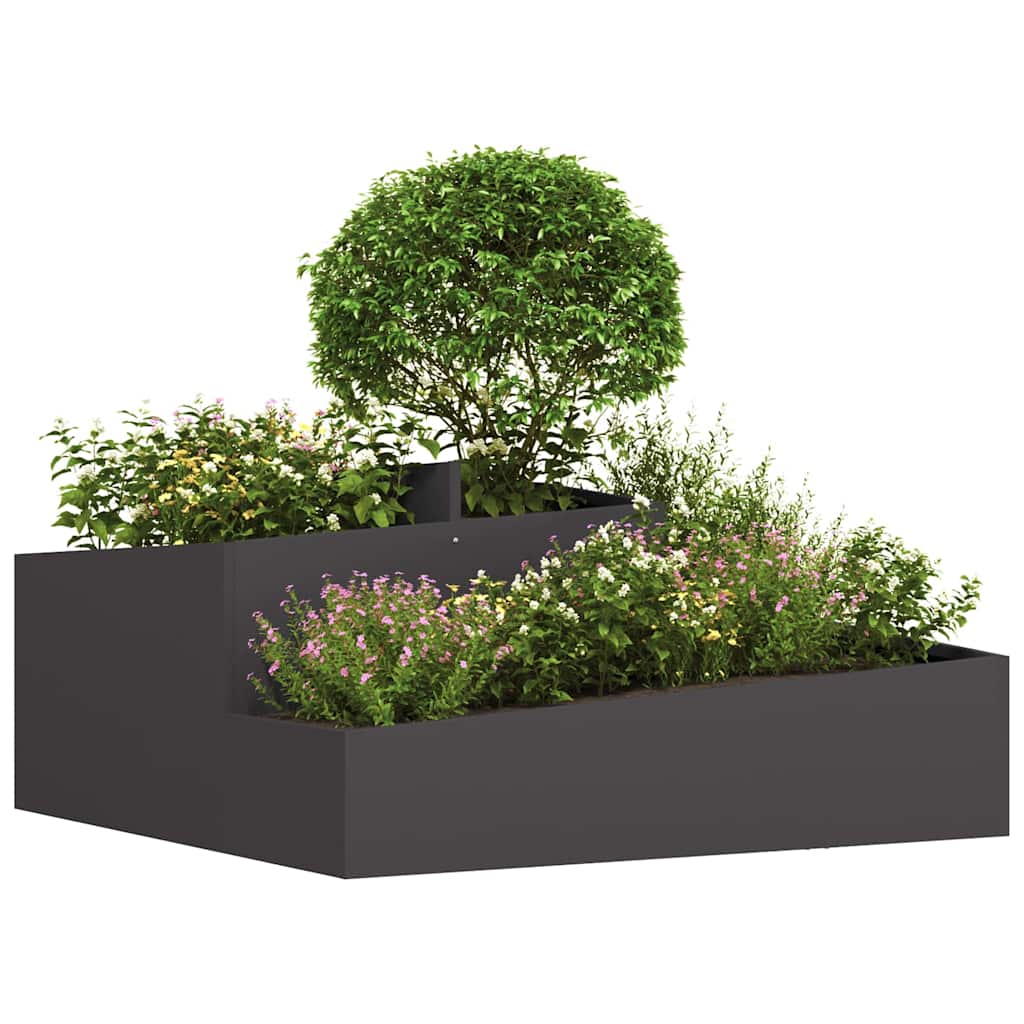 Tuin Bloempot Zwart 100 x 100 x 50 cm Koudgewalst staal is nu te koop bij PeponiXL, paradijselijk wonen!