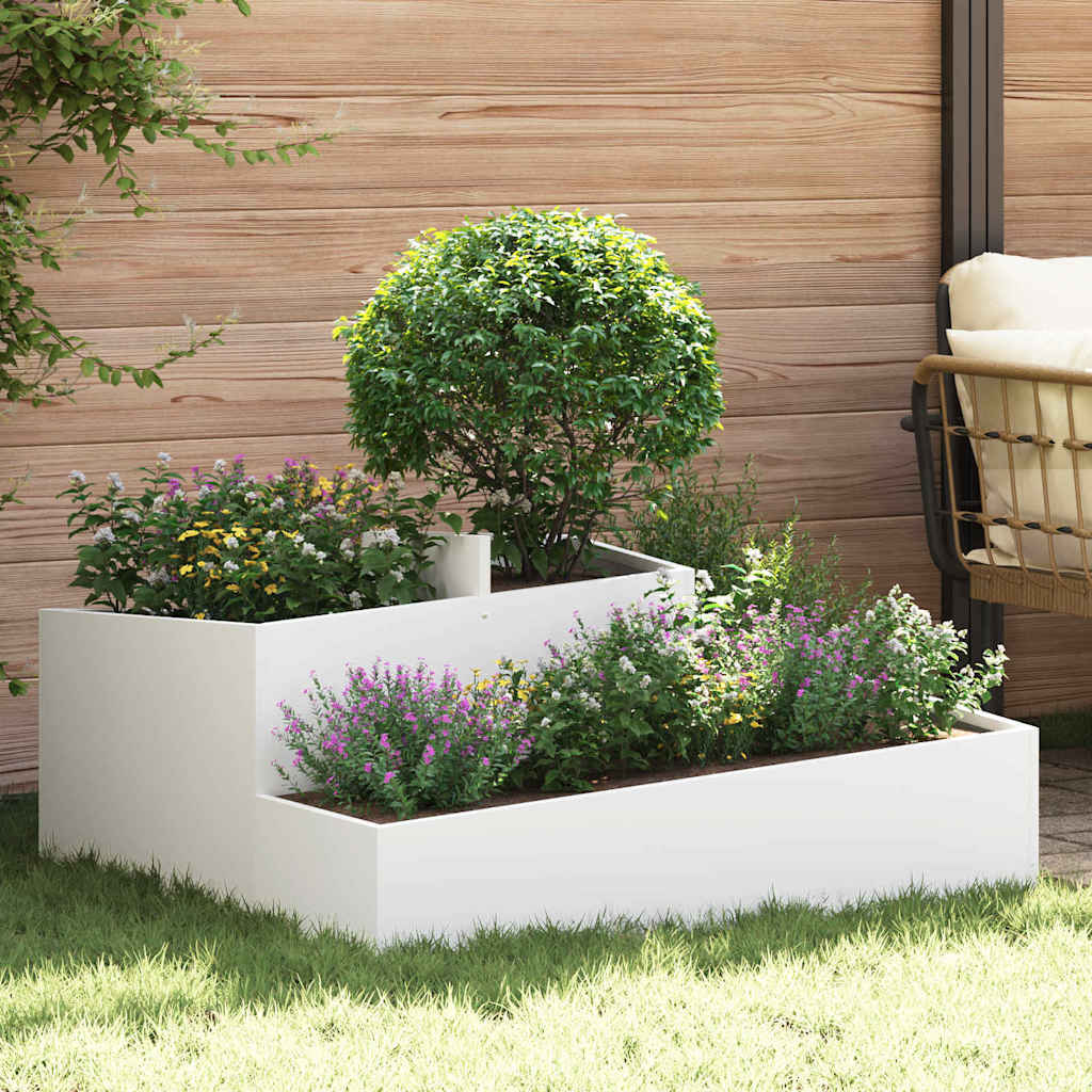 Tuin Bloempot Wit 100 x 100 x 50 cm Koudgewalst staal is nu te koop bij PeponiXL, paradijselijk wonen!
