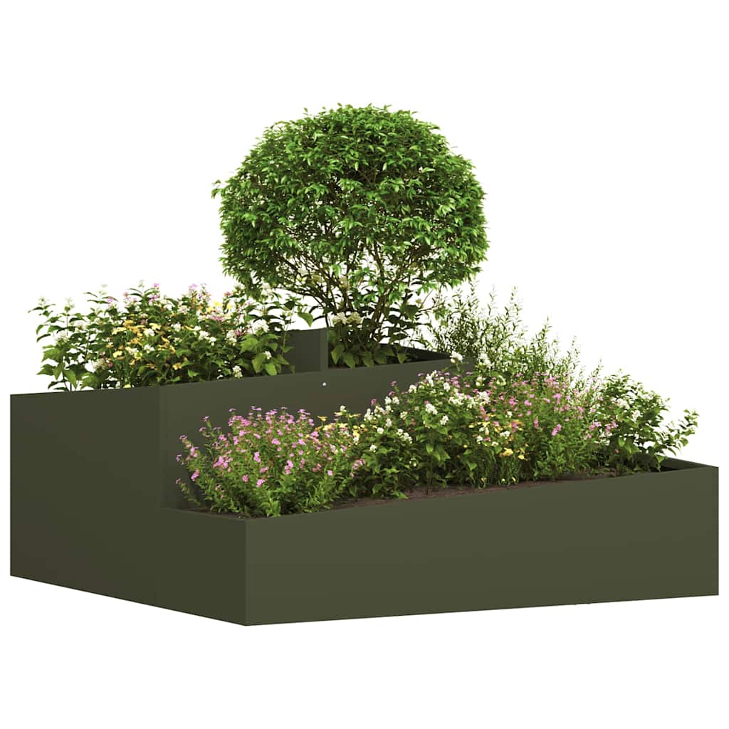 Plantenbak Olijf Groen 100 x 100 x 50 cm Koudgewalst staal is nu te koop bij PeponiXL, paradijselijk wonen!