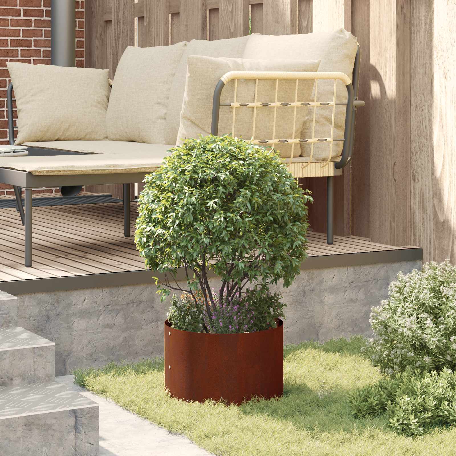 Plantenring Bruin 30 x 30 x 20 cm Cortenstaal is nu te koop bij PeponiXL, paradijselijk wonen!