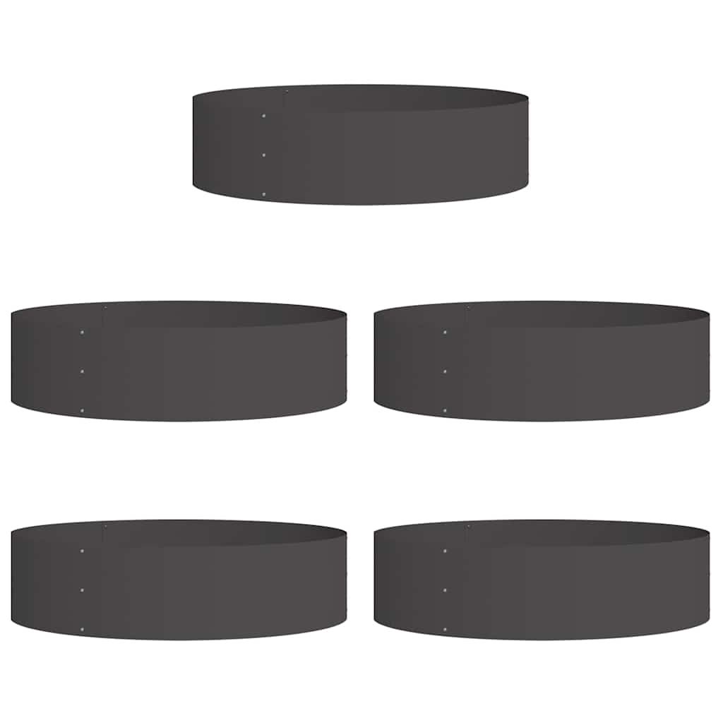 Plantenring 5 pcs Zwart 80 x 80 x 20 cm Koudgewalst staal is nu te koop bij PeponiXL, paradijselijk wonen!