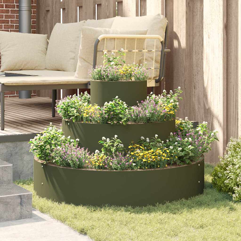 Tuin Bloempot Olijf Groen 90 x 90 x 20 cm Koudgewalst staal is nu te koop bij PeponiXL, paradijselijk wonen!