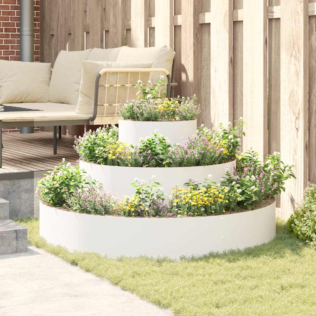 Tuin Bloempot Wit 120 x 120 x 20 cm Koudgewalst staal is nu te koop bij PeponiXL, paradijselijk wonen!