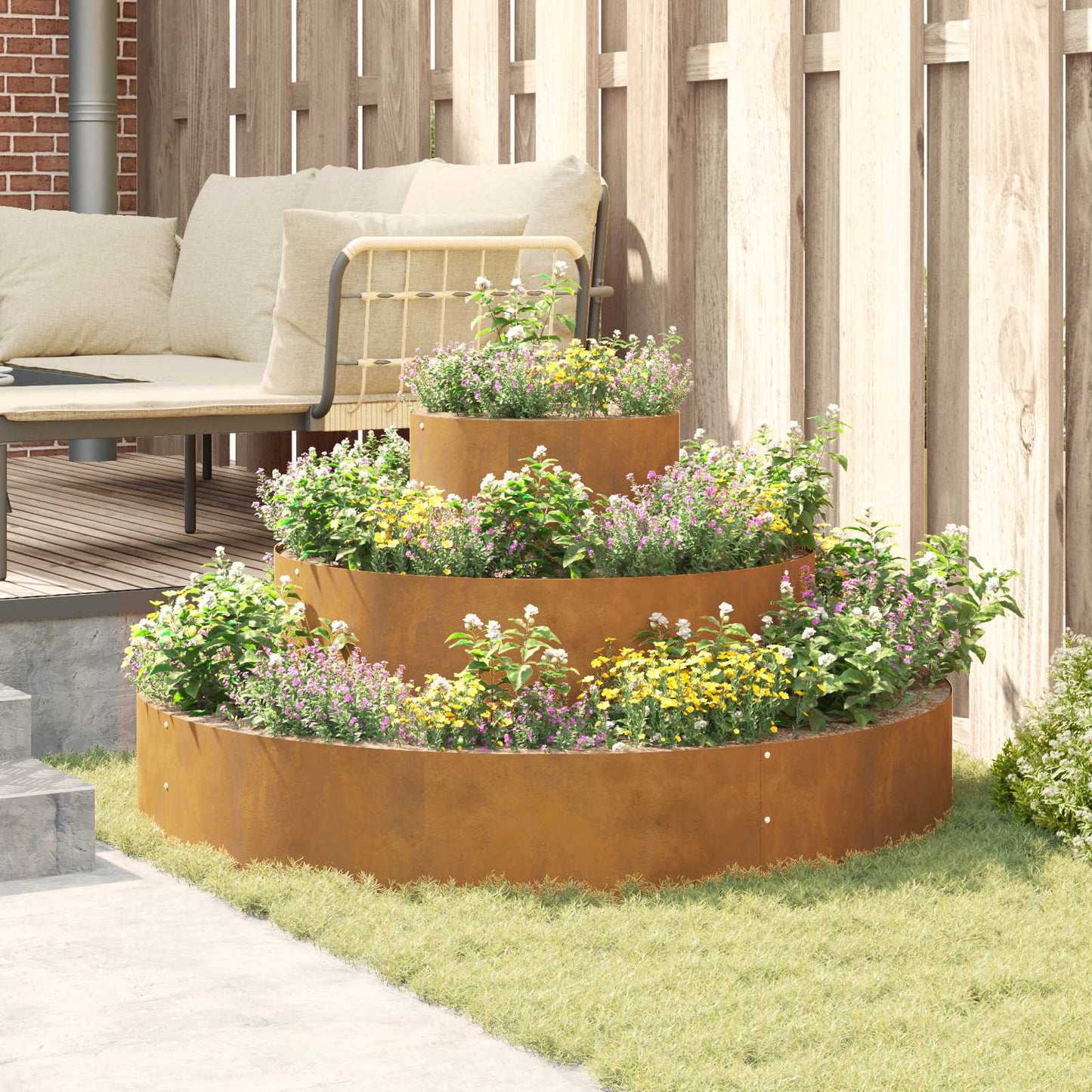 Tuin Bloempot Bruin 120 x 120 x 20 cm Cortenstaal