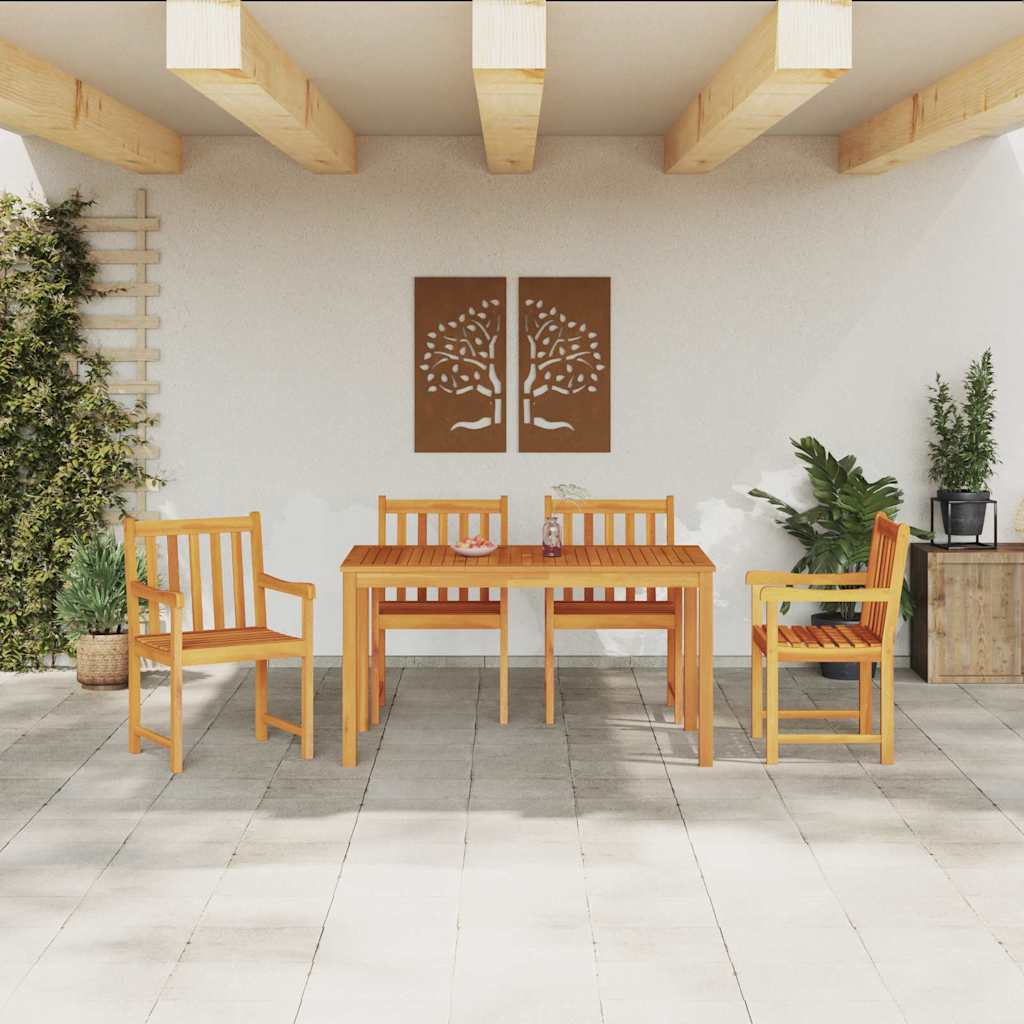 Tuin eettafelset 5 pcs Bruin Massief Acaciahout is nu te koop bij PeponiXL, paradijselijk wonen!