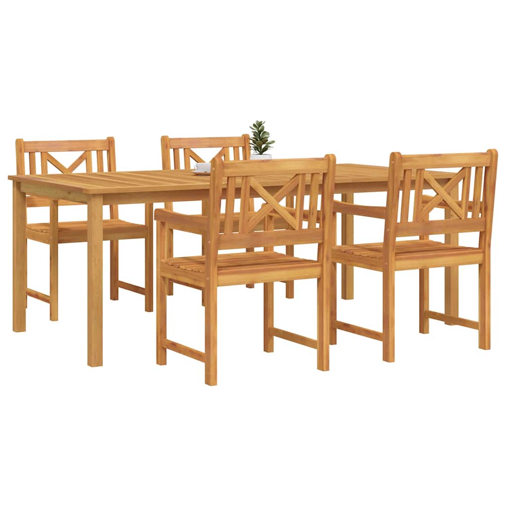 Tuin eettafelset 5 pcs Bruin Massief Acaciahout is nu te koop bij PeponiXL, paradijselijk wonen!