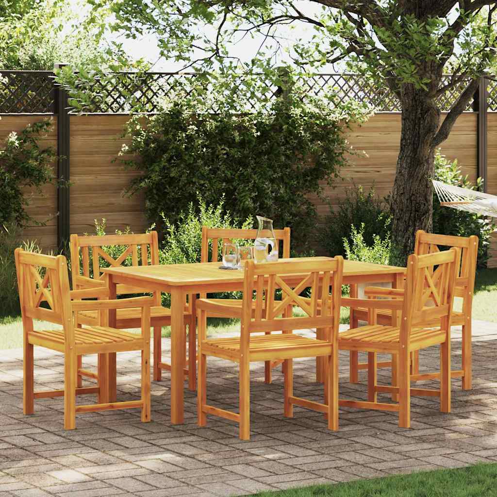 Tuin eettafelset 7 pcs Bruin Massief Acaciahout is nu te koop bij PeponiXL, paradijselijk wonen!