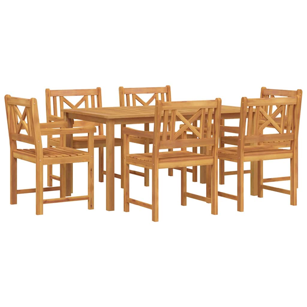 Tuin eettafelset 7 pcs Bruin Massief Acaciahout is nu te koop bij PeponiXL, paradijselijk wonen!