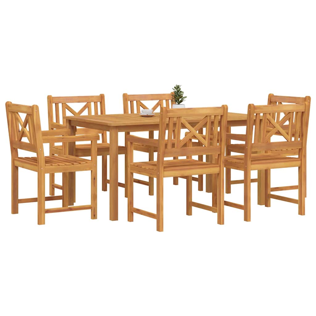 Tuin eettafelset 7 pcs Bruin Massief Acaciahout is nu te koop bij PeponiXL, paradijselijk wonen!