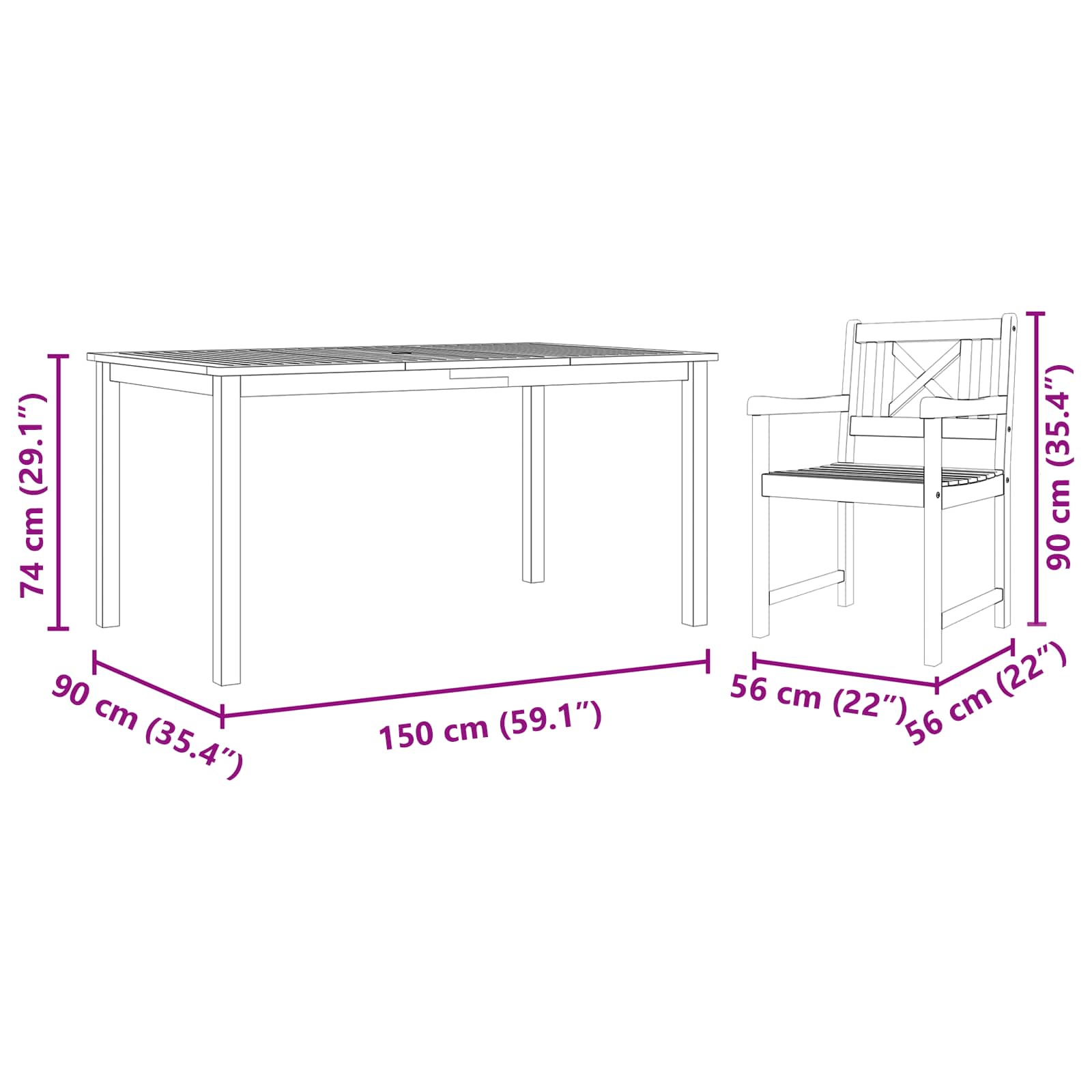 Tuin eettafelset 7 pcs Bruin Massief Acaciahout is nu te koop bij PeponiXL, paradijselijk wonen!
