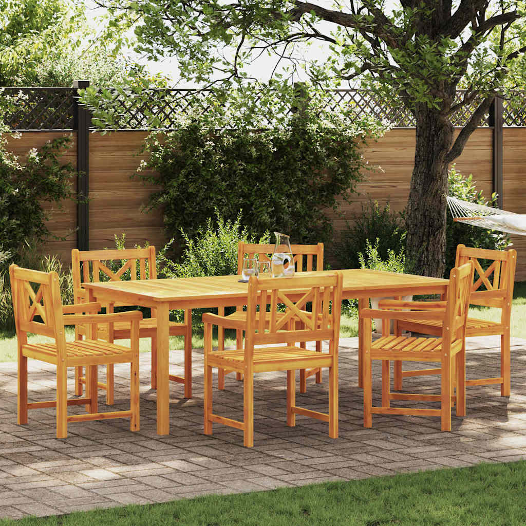 Tuin eettafelset 7 pcs Bruin Massief Acaciahout is nu te koop bij PeponiXL, paradijselijk wonen!