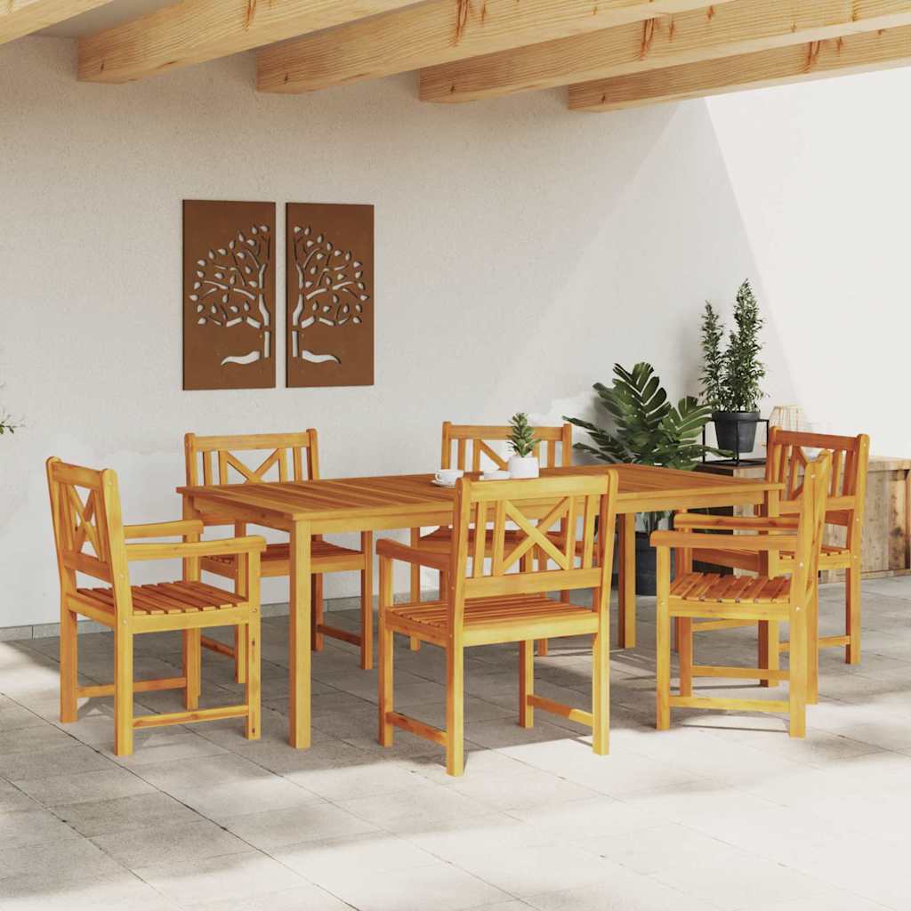 Tuin eettafelset 7 pcs Bruin Massief Acaciahout is nu te koop bij PeponiXL, paradijselijk wonen!