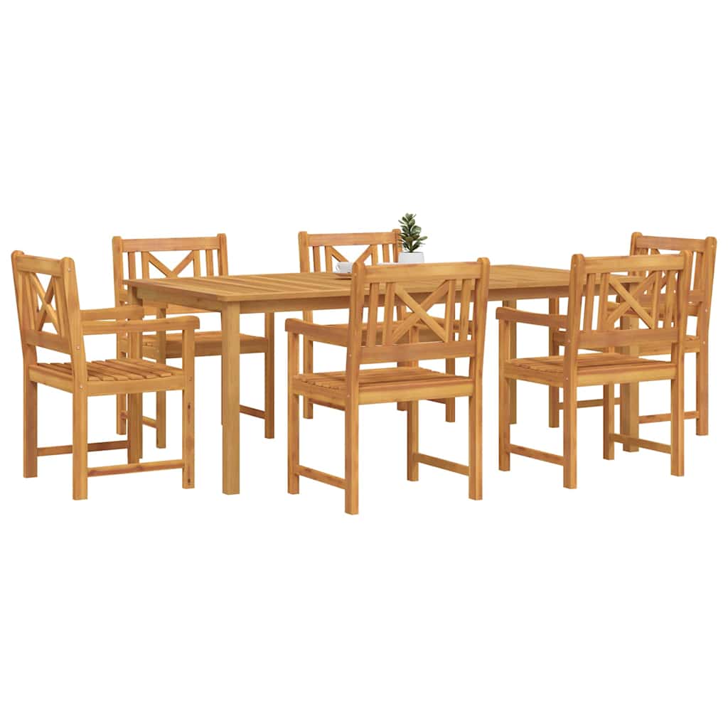 Tuin eettafelset 7 pcs Bruin Massief Acaciahout is nu te koop bij PeponiXL, paradijselijk wonen!