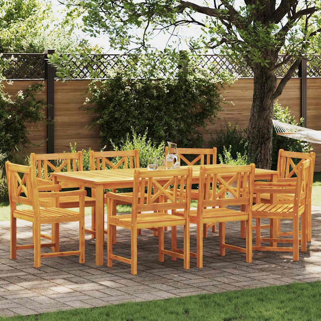 Tuin eettafelset 9 pcs Bruin Massief Acaciahout is nu te koop bij PeponiXL, paradijselijk wonen!