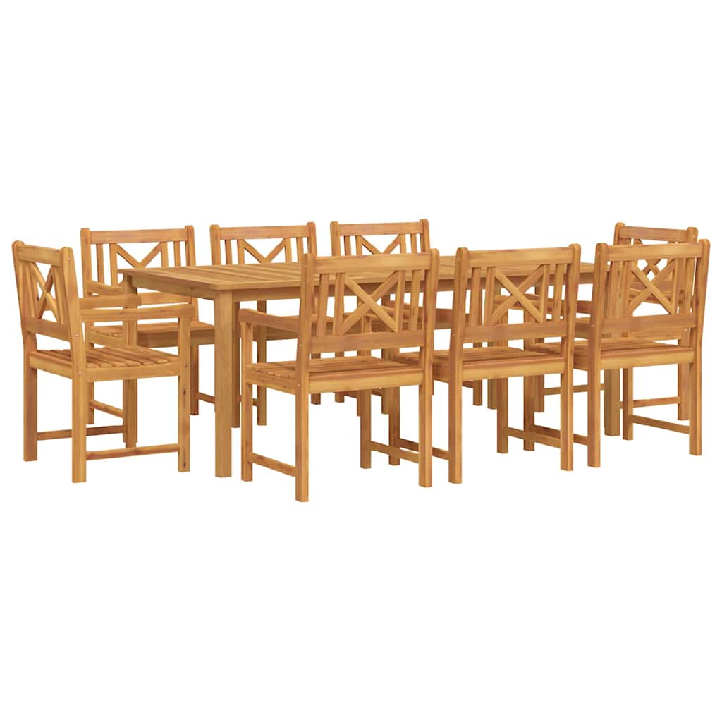 Tuin eettafelset 9 pcs Bruin Massief Acaciahout is nu te koop bij PeponiXL, paradijselijk wonen!