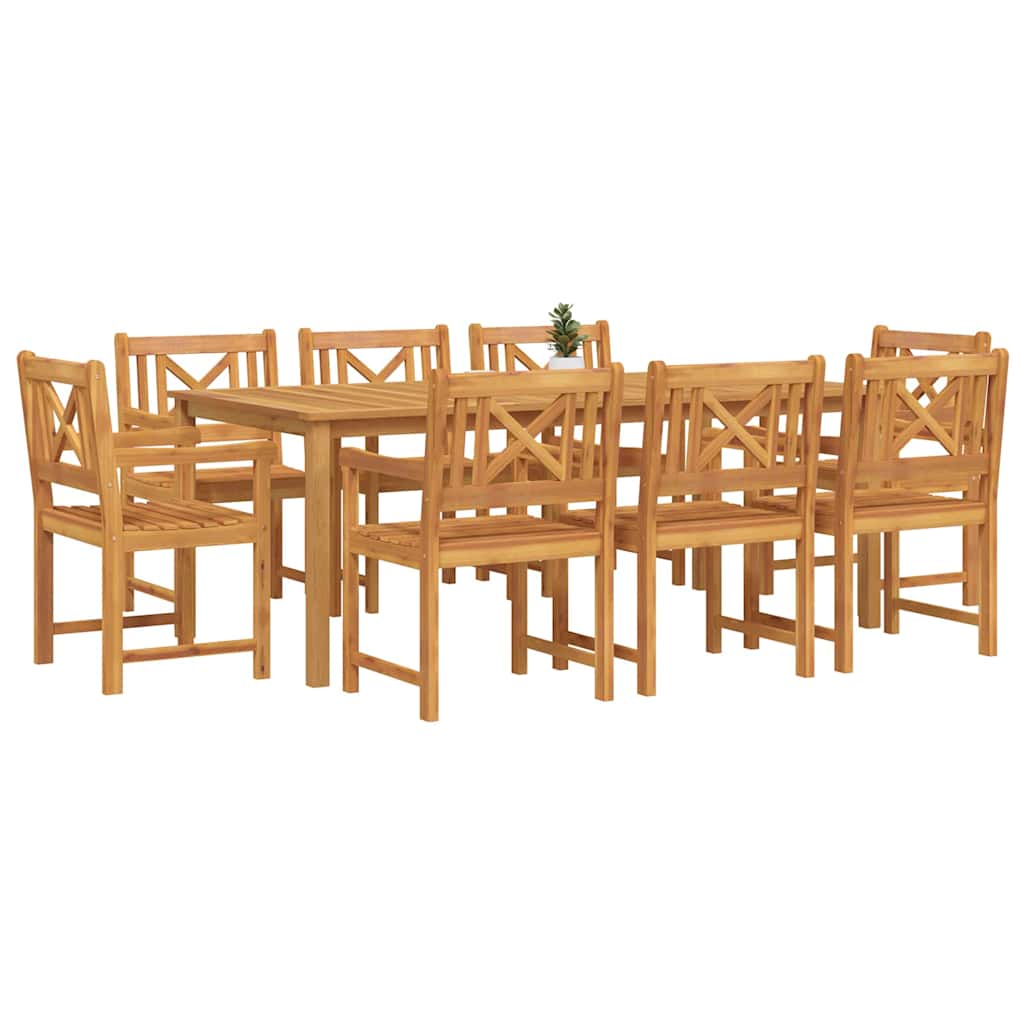 Tuin eettafelset 9 pcs Bruin Massief Acaciahout is nu te koop bij PeponiXL, paradijselijk wonen!