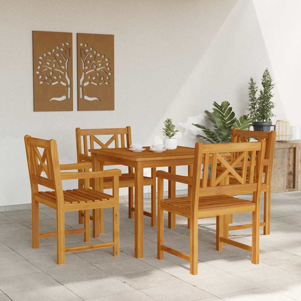 Tuin eettafelset 5 pcs Bruin Massief acaciahout is nu te koop bij PeponiXL, paradijselijk wonen!