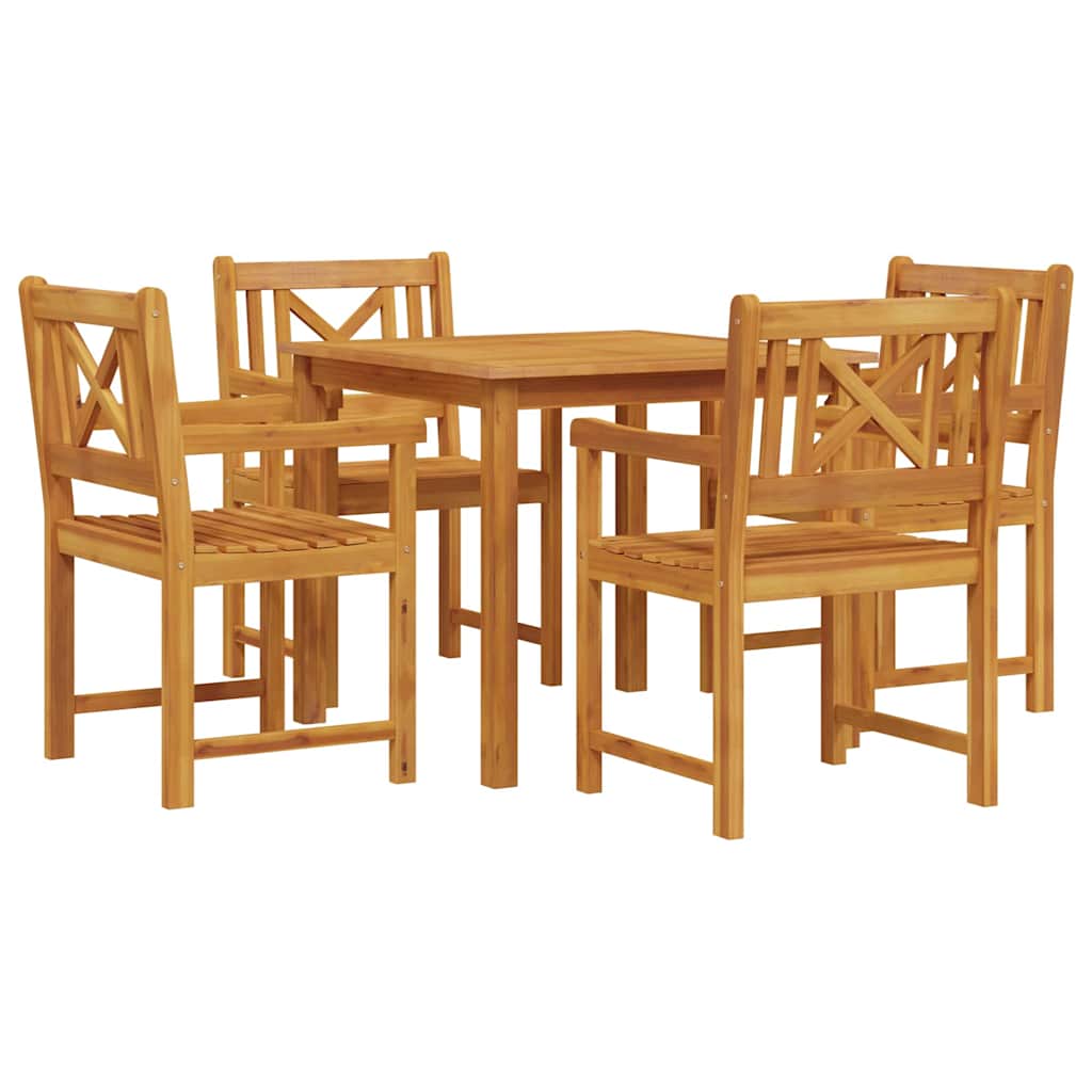 Tuin eettafelset 5 pcs Bruin Massief acaciahout is nu te koop bij PeponiXL, paradijselijk wonen!