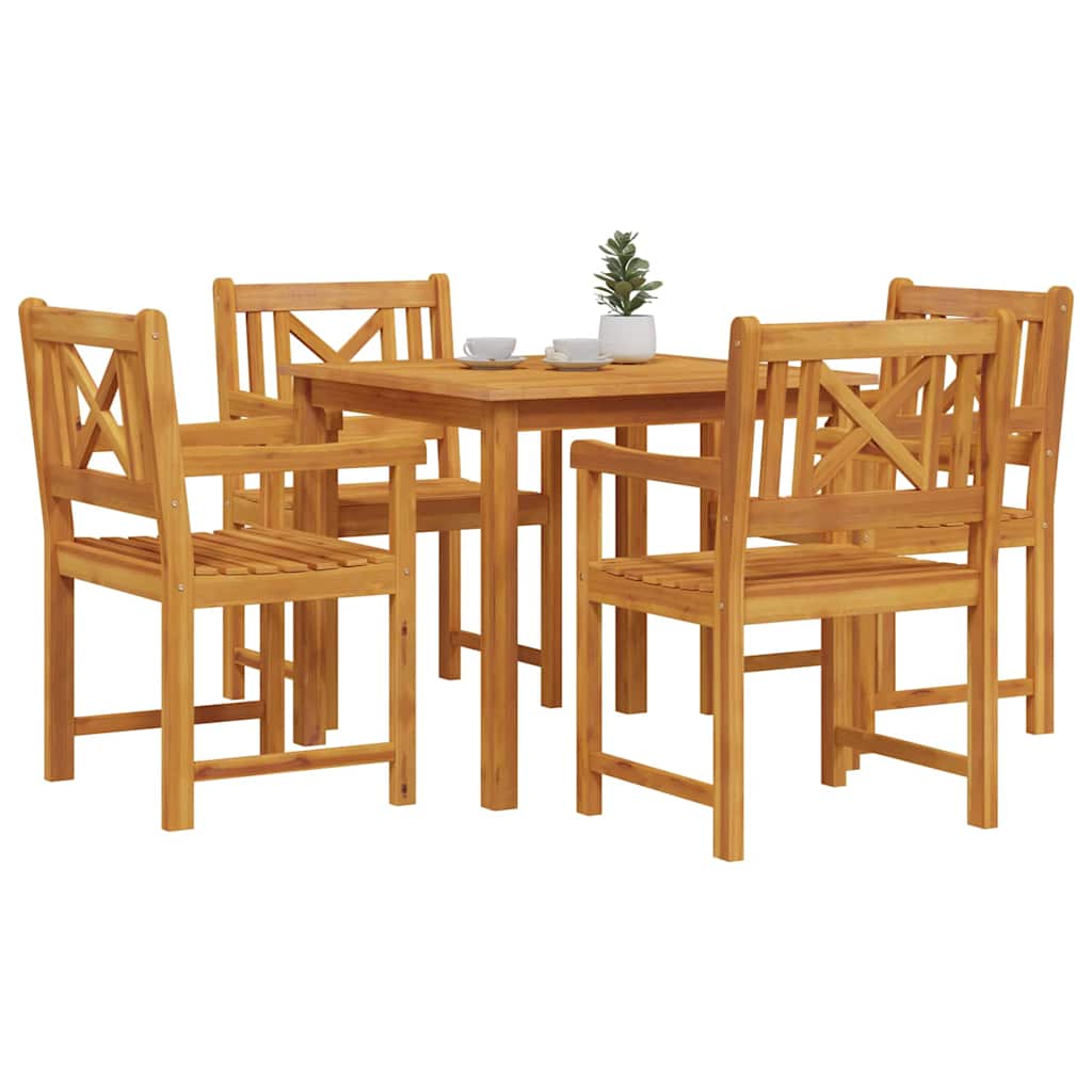 Tuin eettafelset 5 pcs Bruin Massief acaciahout is nu te koop bij PeponiXL, paradijselijk wonen!