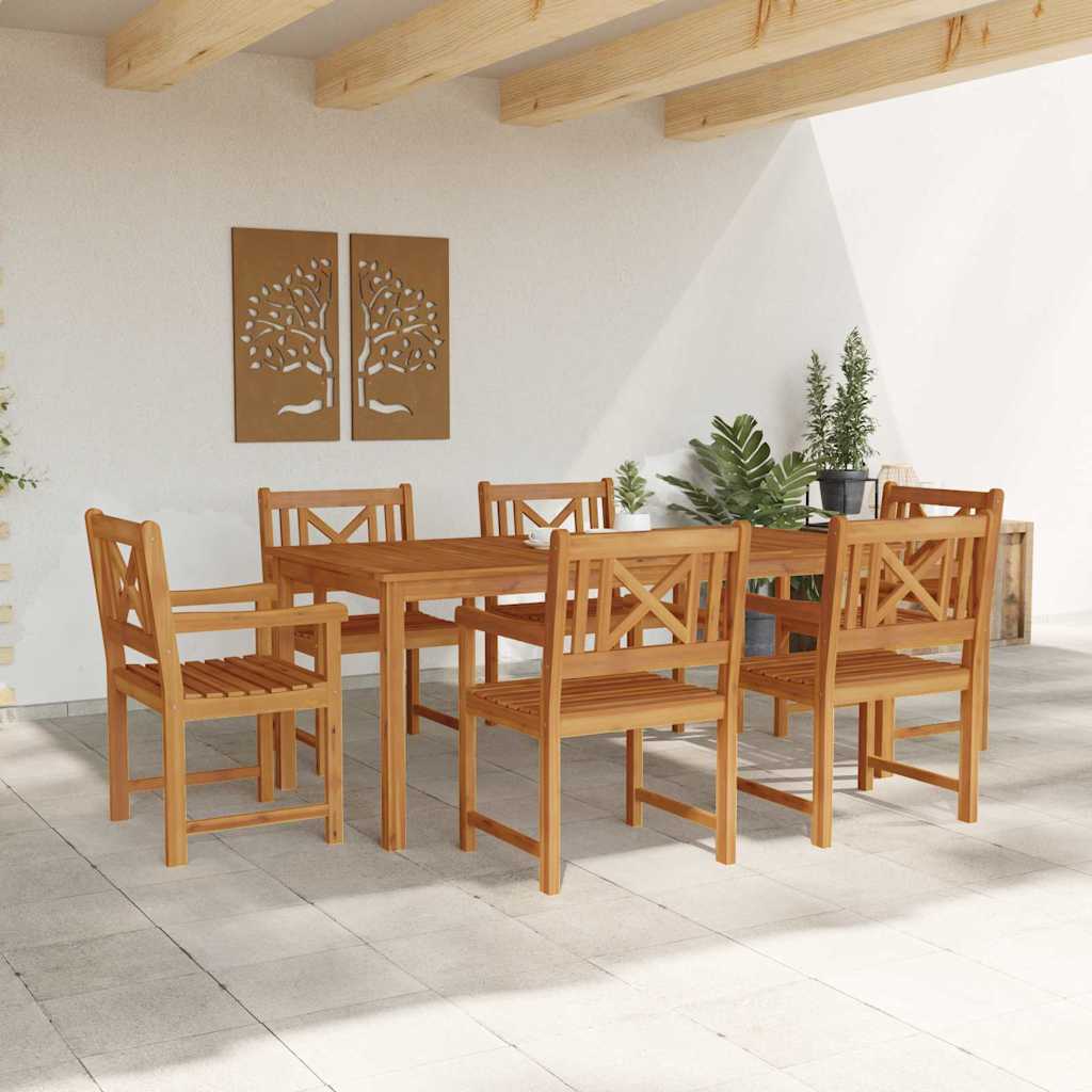 Tuin eettafelset 7 pcs Bruin Massief Acaciahout