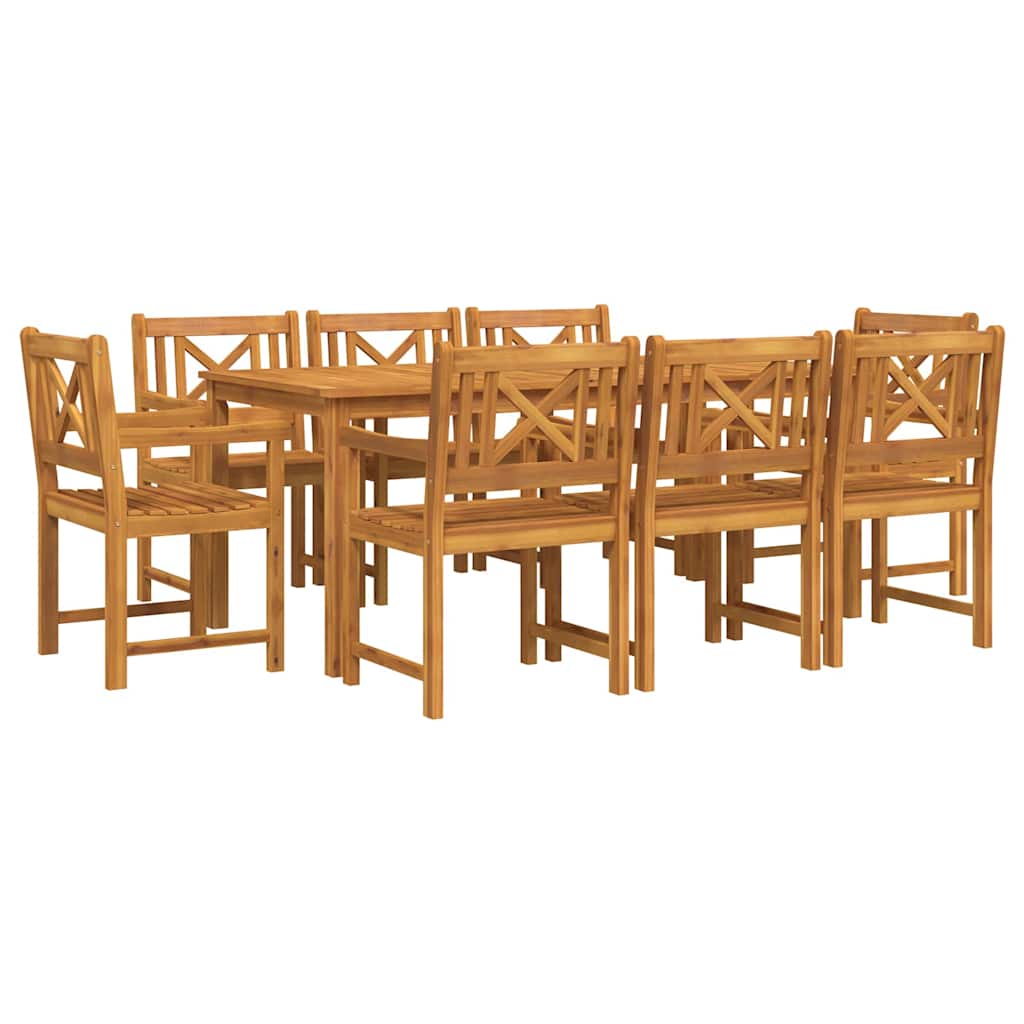 Tuin eettafelset 9 pcs Bruin Massief Acaciahout