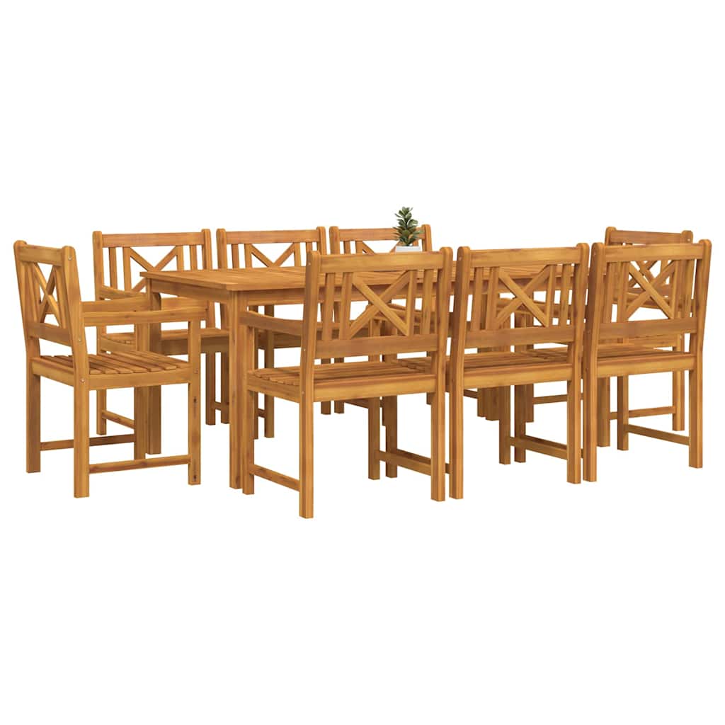 Tuin eettafelset 9 pcs Bruin Massief Acaciahout