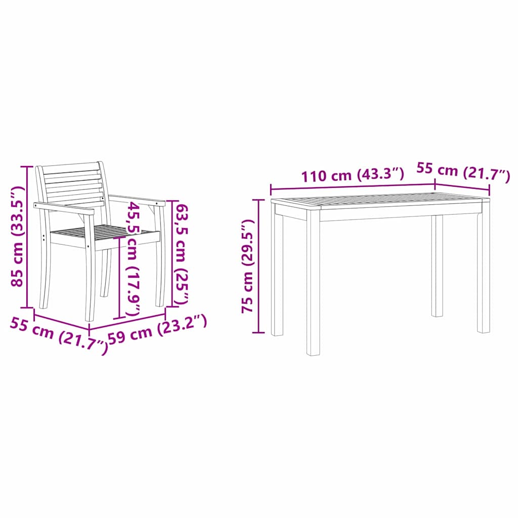 Tuin eettafelset 3 pcs Bruin Massief Acaciahout is nu te koop bij PeponiXL, paradijselijk wonen!
