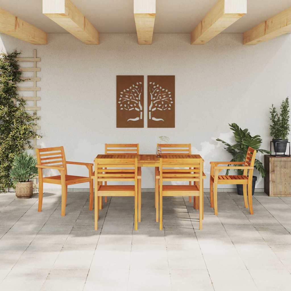 Tuin eettafelset 7 pcs Bruin Massief Acaciahout is nu te koop bij PeponiXL, paradijselijk wonen!