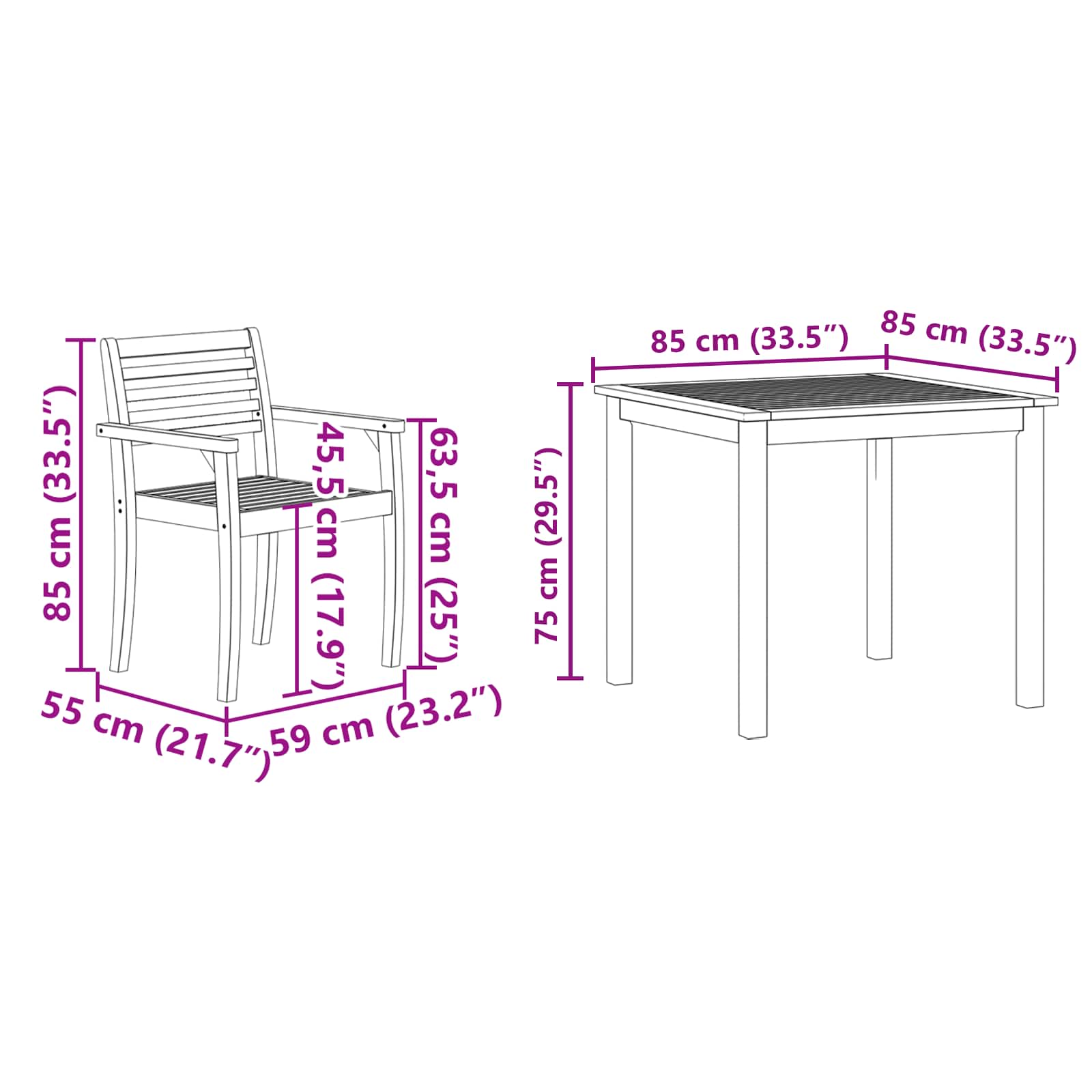 Tuin eettafelset 5 pcs Bruin Massief Acaciahout is nu te koop bij PeponiXL, paradijselijk wonen!