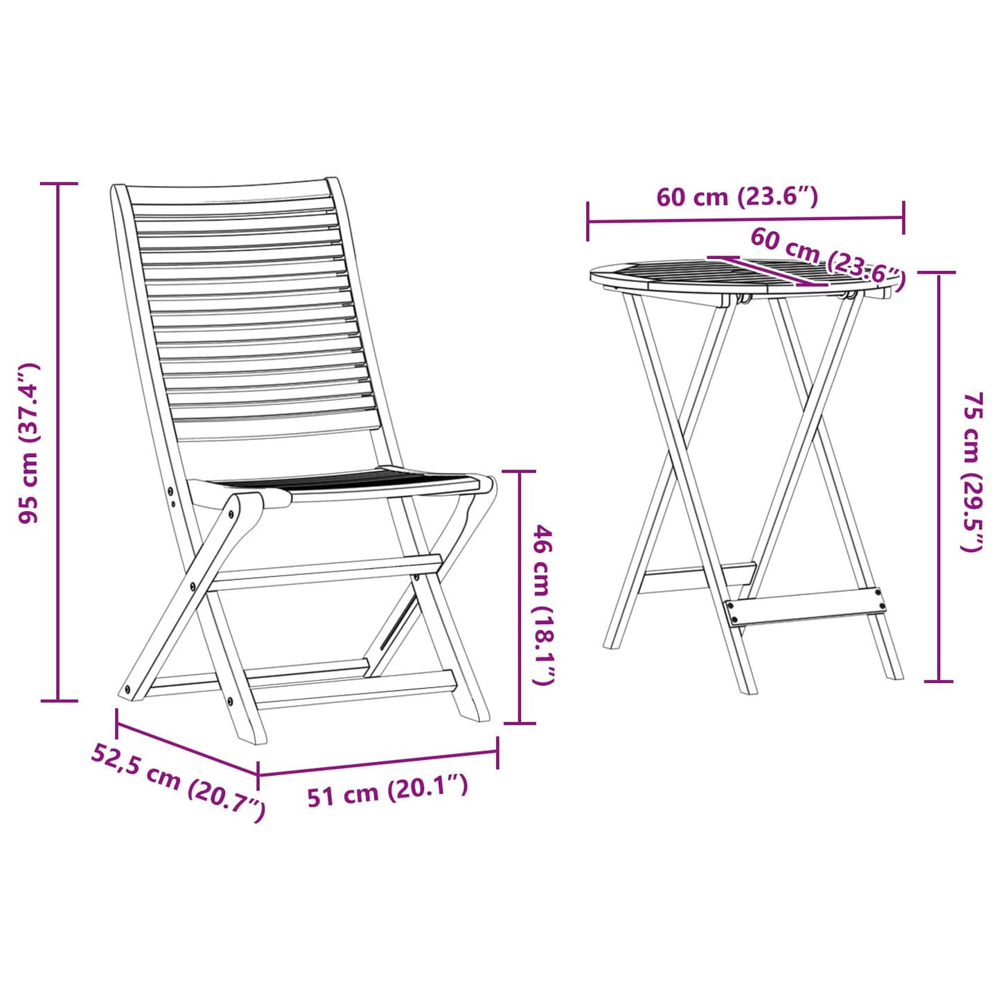 Vouw Bistro Set 3 pcs Bruin Massief Acaciahout is nu te koop bij PeponiXL, paradijselijk wonen!
