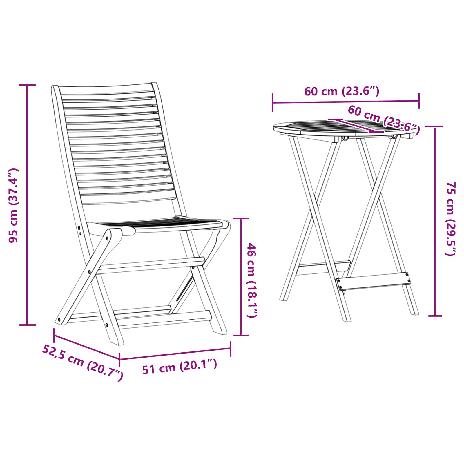 Vouw Bistro Set 3 pcs Bruin Massief Acaciahout is nu te koop bij PeponiXL, paradijselijk wonen!