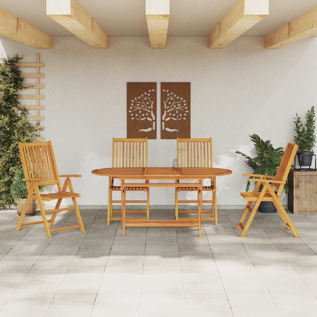 Tuin eettafelset 5 pcs Bruin Massief Acaciahout is nu te koop bij PeponiXL, paradijselijk wonen!