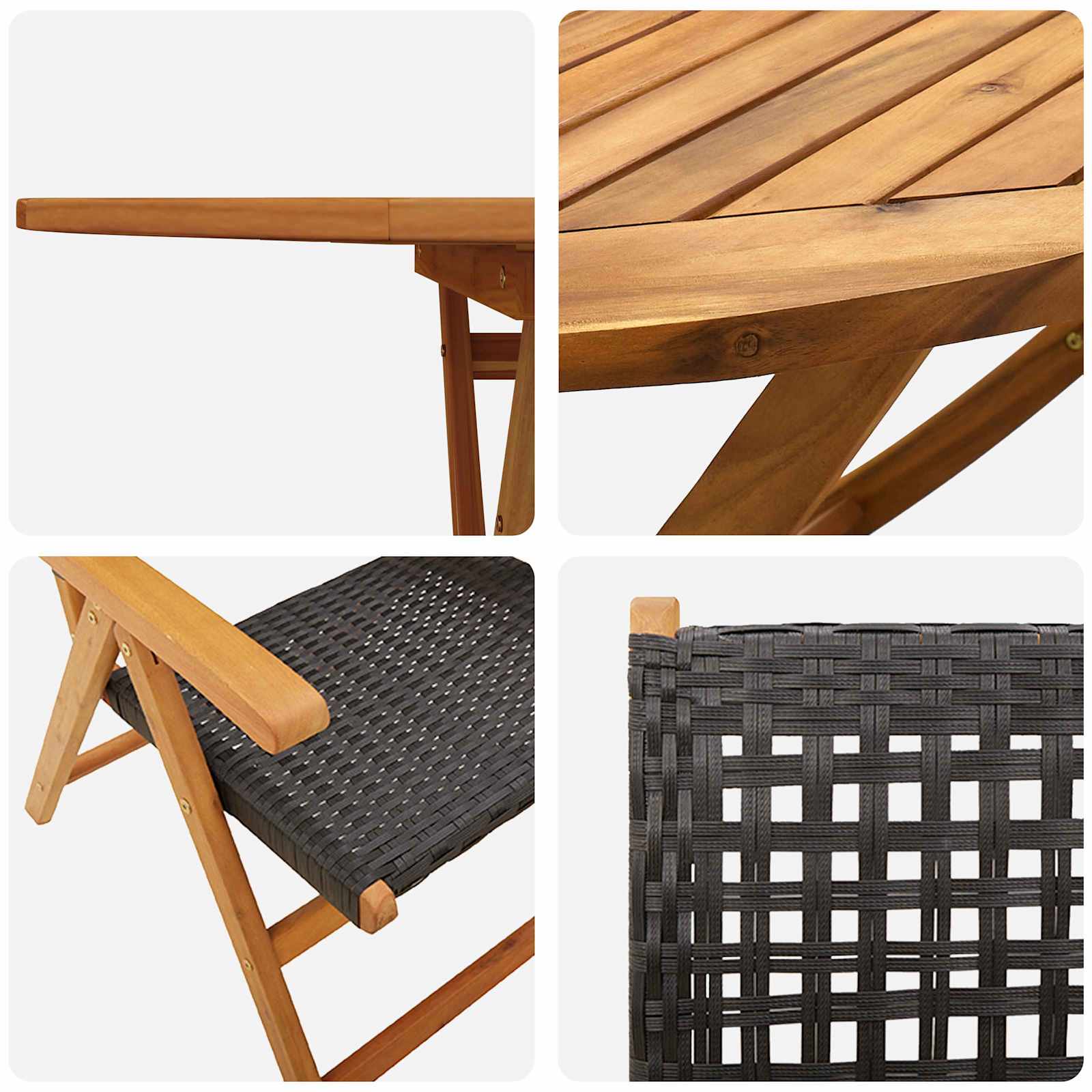 Tuin eettafelset 5 pcs Zwart Massief Acaciahout is nu te koop bij PeponiXL, paradijselijk wonen!