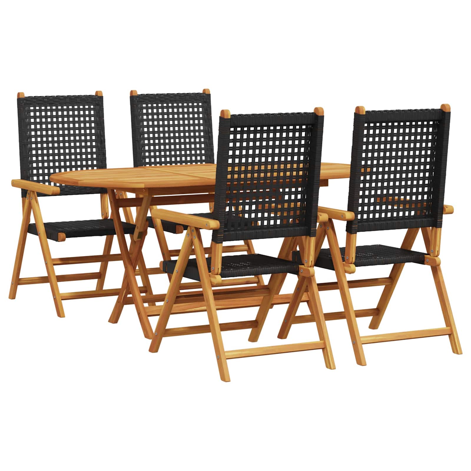 Tuin eettafelset 5 pcs Zwart Massief Acaciahout is nu te koop bij PeponiXL, paradijselijk wonen!